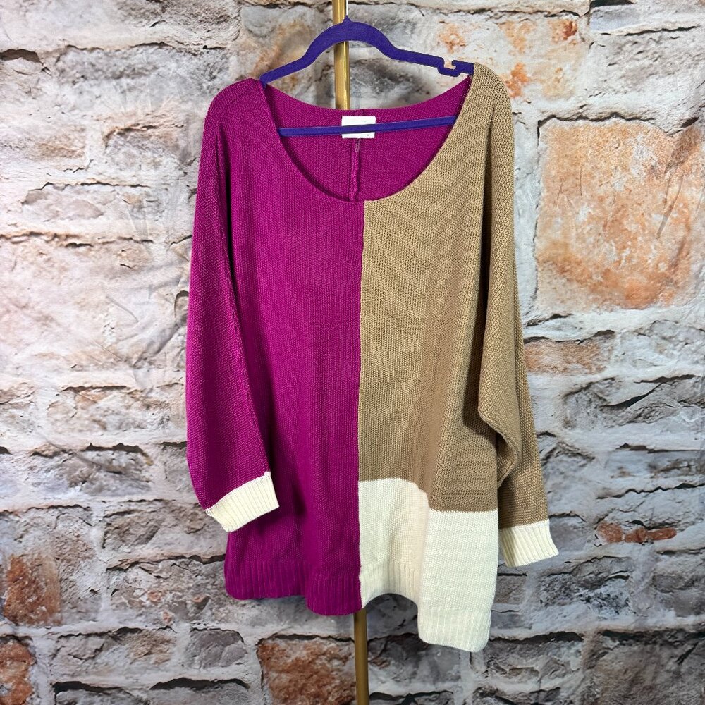 Andree By Unit - Color Block Round Neck Sweater -… - image 1